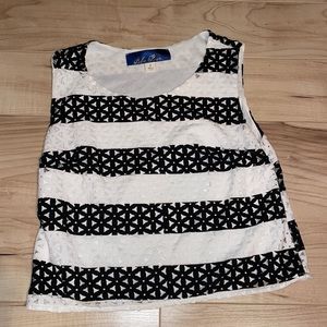 Forever 21 Black & White Striped Cropped Tank